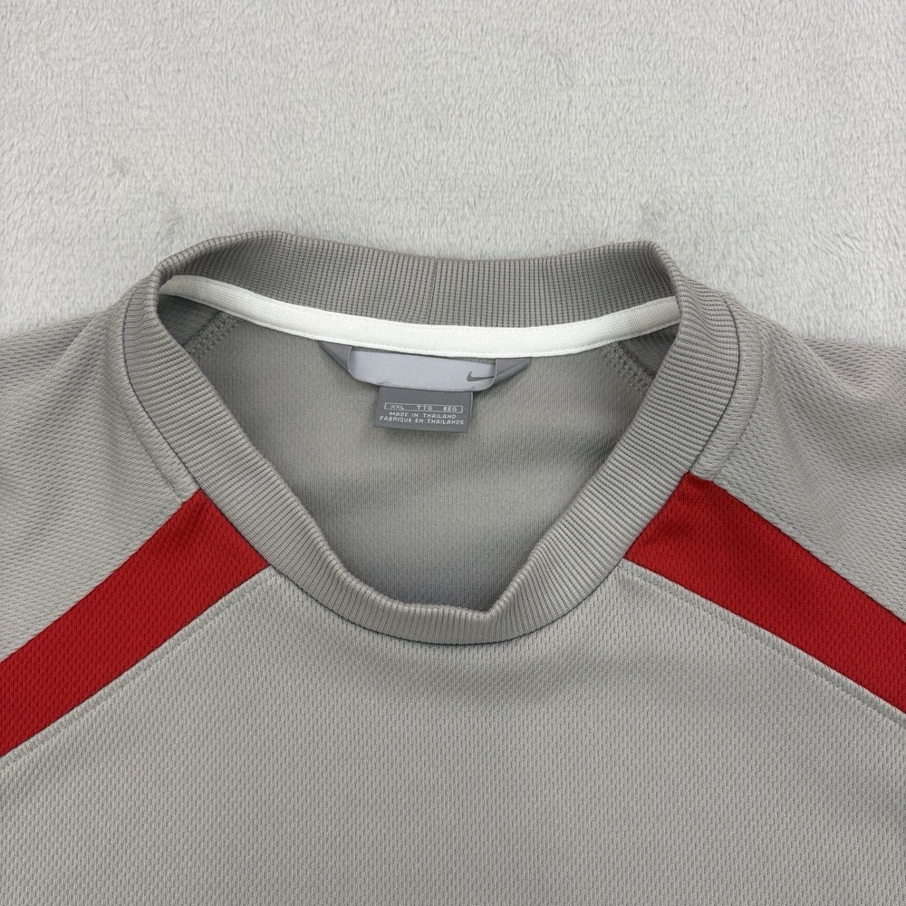Vintage Nike Shirt Mens XXL Gray Red Jersey Sweatshirt Mesh Y2K Center Swoosh - Picture 2 of 11